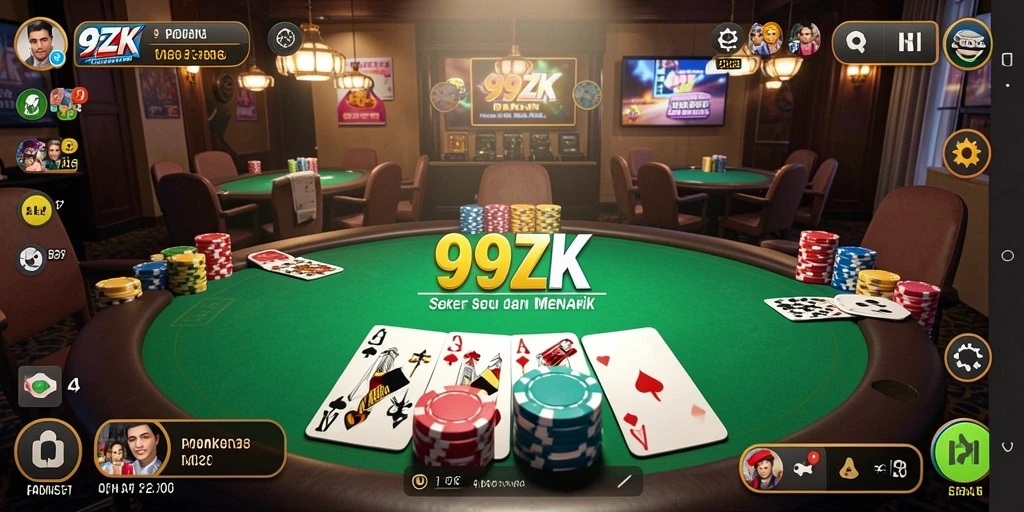 Tampilan gameplay Poker yang mendebarkan di 99ZK.