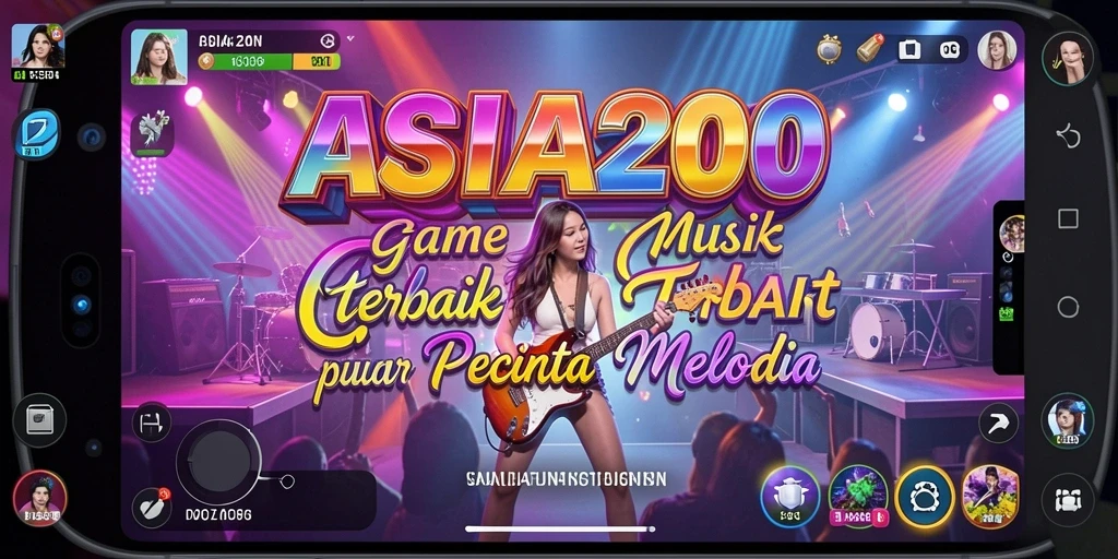 Screenshot ASIA200 menampilkan gameplay seru dengan berbagai lagu.