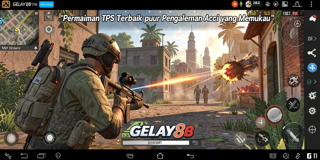Screenshot utama GELAY88 menampilkan aksi tembak-menembak seru dalam permainan TPS.