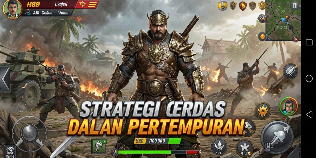 Screenshot gameplay H89 dengan pertempuran strategi yang mendebarkan.