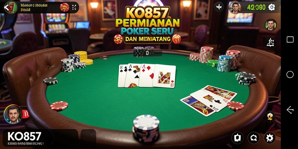 Tampilan gameplay Poker yang mendebarkan dan interaktif.