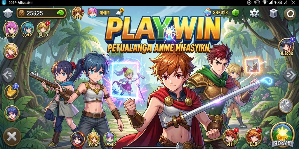 Tampilan gameplay PLAYWIN yang menakjubkan dalam dunia Anime.