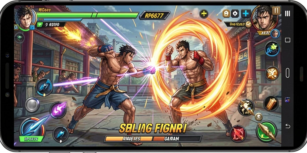 Tampilan seru gameplay RP6677 dengan aksi pertarungan yang mendebarkan.