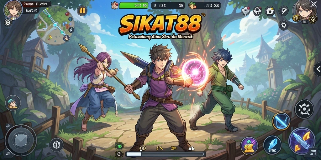 Screenshot menunjukkan pertarungan seru dengan karakter anime.